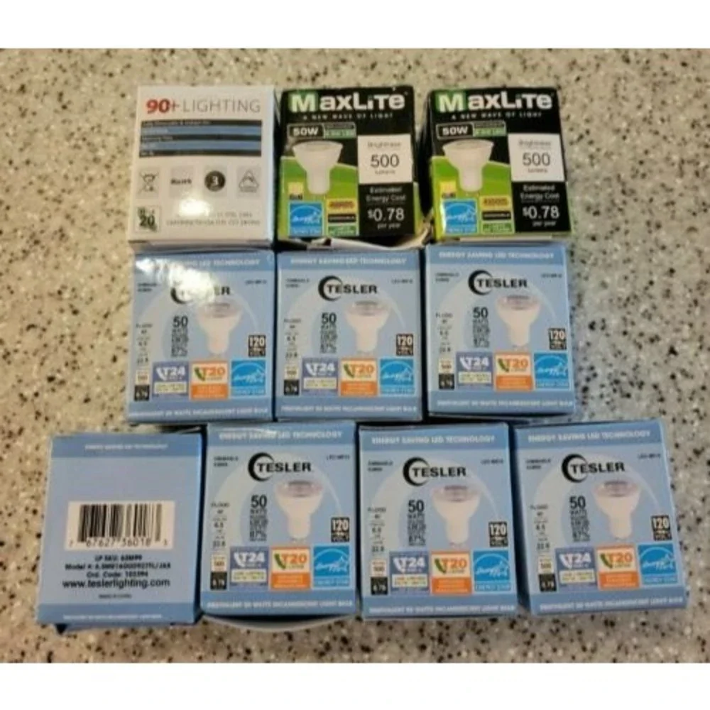 Assorted (10) LED Indoor Floodlight Bulb MR16 6.5 Watt Bright White Light Bulb